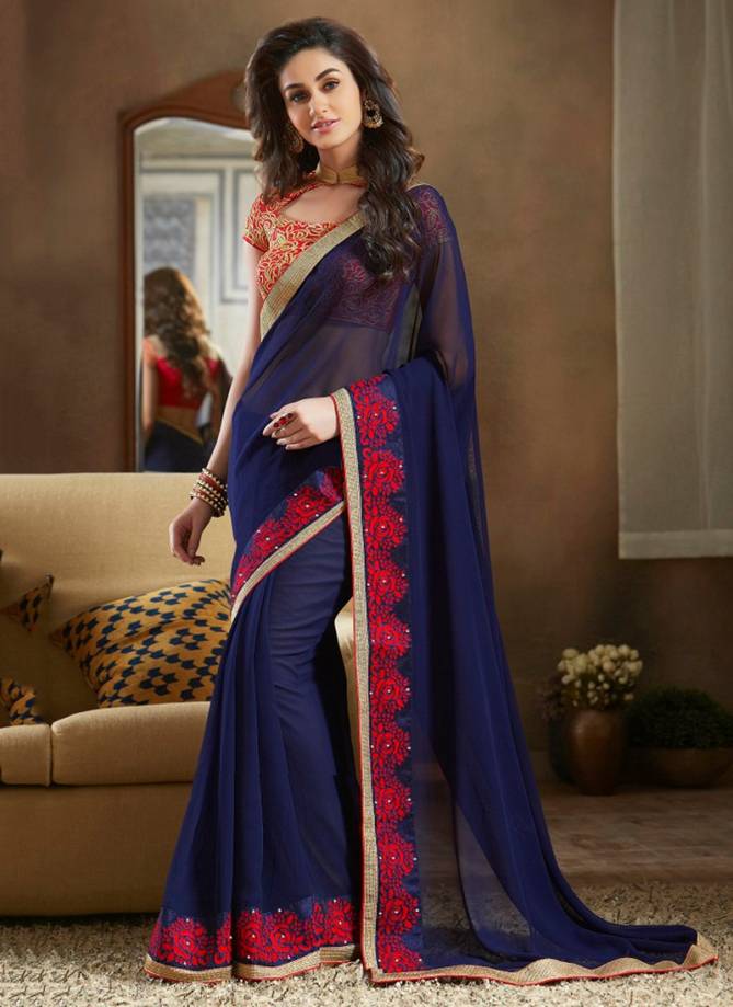 Mintorsi Sasural Vol-1 S Latest Fancy Exclusive Designer Festive Wear Heavy Georgette Saree With Embroidery Lace And Blouse Collection